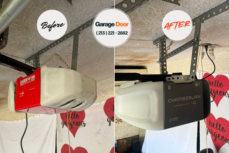 Before and after: garage door repair Centerport, NY